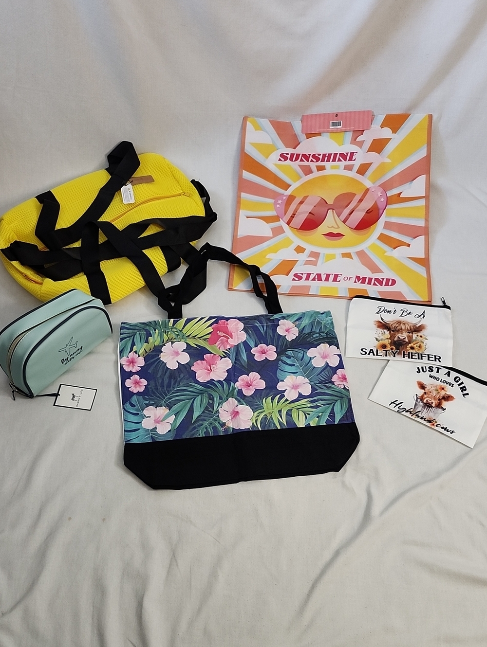 Floral and Pastel Travel Tote and Duffle Bag Set